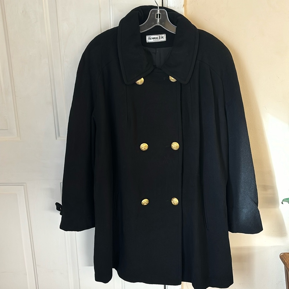 Herman Kay Black‎ Wool Doble Breasted Jacket Size 22W
